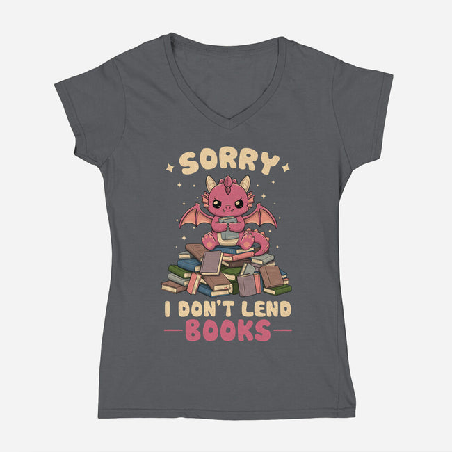 I Don’t Lend Books-Womens-V-Neck-Tee-NMdesign