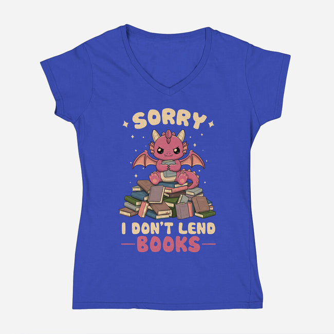I Don’t Lend Books-Womens-V-Neck-Tee-NMdesign