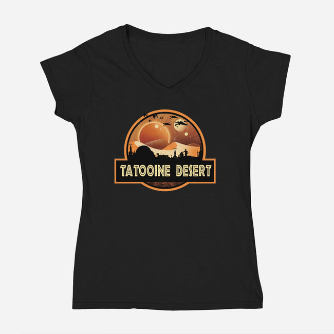 Tatooine Desert-Womens-V-Neck-Tee-dandingeroz