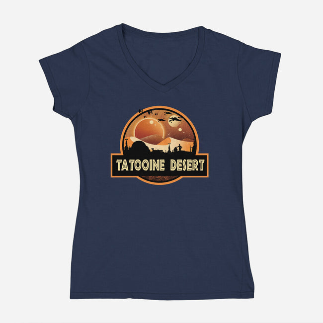 Tatooine Desert-Womens-V-Neck-Tee-dandingeroz