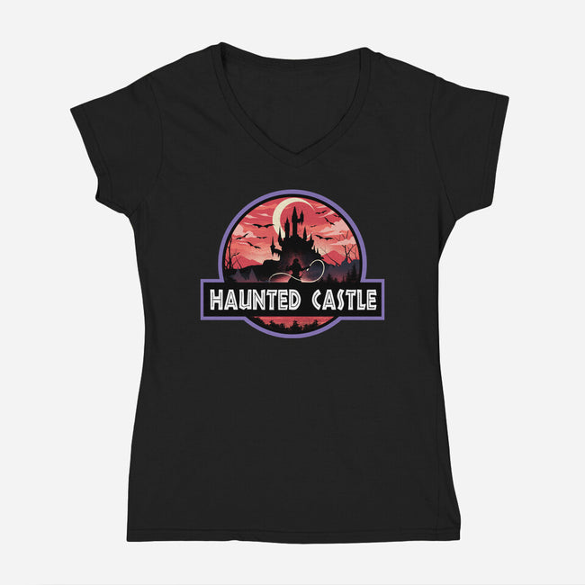 Haunted Castle Park-Womens-V-Neck-Tee-dandingeroz