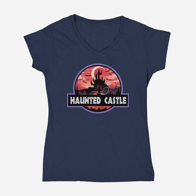 Haunted Castle Park-Womens-V-Neck-Tee-dandingeroz