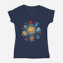 Solar System Kittens-Womens-V-Neck-Tee-Vallina84