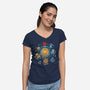 Solar System Kittens-Womens-V-Neck-Tee-Vallina84
