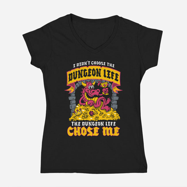 Dungeon Life Chose Me-Womens-V-Neck-Tee-Nemons