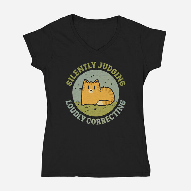 Silently Judging-Womens-V-Neck-Tee-kg07
