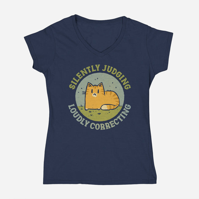 Silently Judging-Womens-V-Neck-Tee-kg07