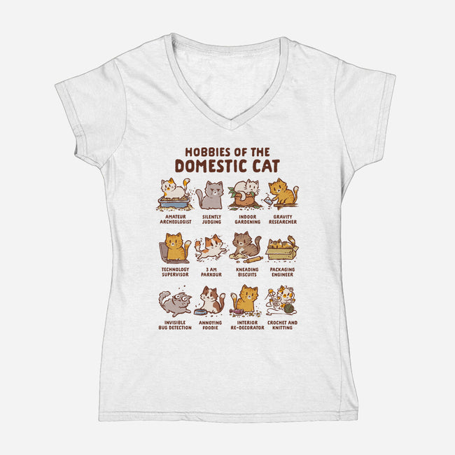 Cat Hobbies-Womens-V-Neck-Tee-kg07