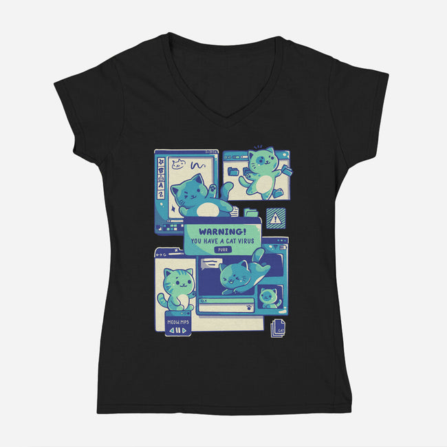 Cat Virus Funny Kitten-Womens-V-Neck-Tee-tobefonseca