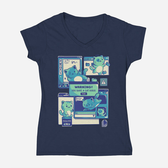 Cat Virus Funny Kitten-Womens-V-Neck-Tee-tobefonseca