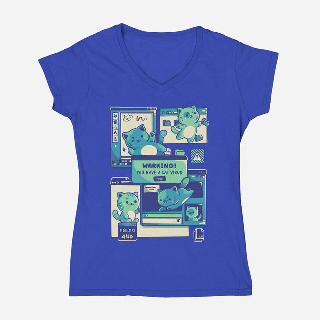 Cat Virus Funny Kitten-Womens-V-Neck-Tee-tobefonseca