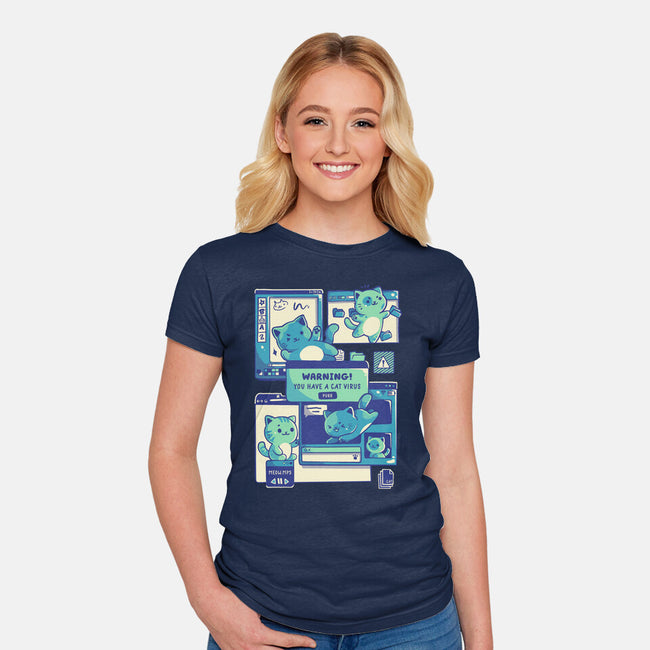 Cat Virus Funny Kitten-Womens-Fitted-Tee-tobefonseca