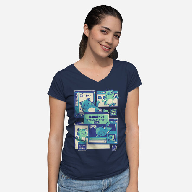 Cat Virus Funny Kitten-Womens-V-Neck-Tee-tobefonseca