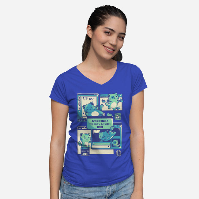 Cat Virus Funny Kitten-Womens-V-Neck-Tee-tobefonseca