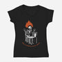 Skeleton Computer Burnout-Womens-V-Neck-Tee-tobefonseca