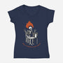 Skeleton Computer Burnout-Womens-V-Neck-Tee-tobefonseca