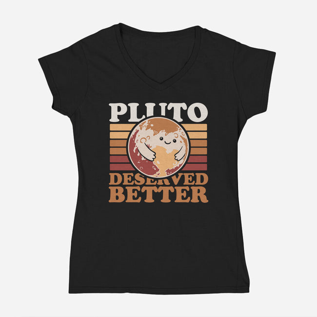 Pluto Vintage Planet-Womens-V-Neck-Tee-Studio Mootant