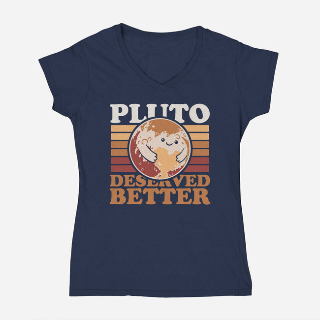 Pluto Vintage Planet-Womens-V-Neck-Tee-Studio Mootant