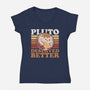 Pluto Vintage Planet-Womens-V-Neck-Tee-Studio Mootant