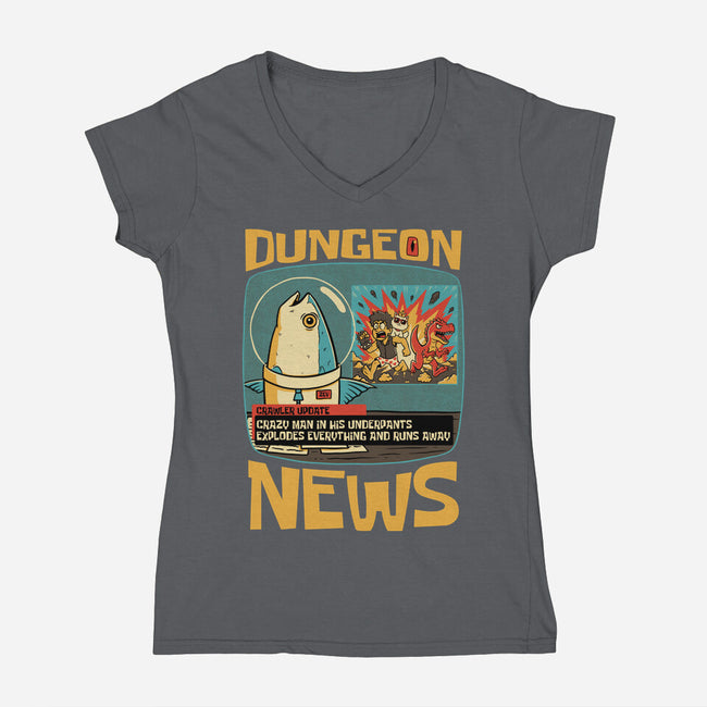 Dungeon Crawler Fish News-Womens-V-Neck-Tee-Studio Mootant