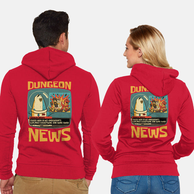 Dungeon Crawler Fish News-Unisex-Zip-Up-Sweatshirt-Studio Mootant