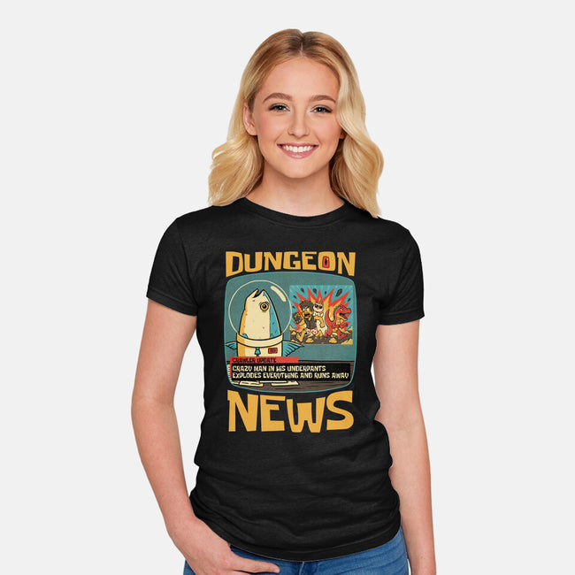 Dungeon Crawler Fish News-Womens-Fitted-Tee-Studio Mootant