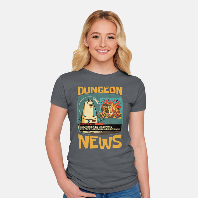 Dungeon Crawler Fish News-Womens-Fitted-Tee-Studio Mootant