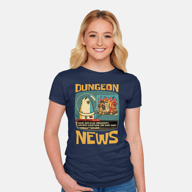 Dungeon Crawler Fish News-Womens-Fitted-Tee-Studio Mootant