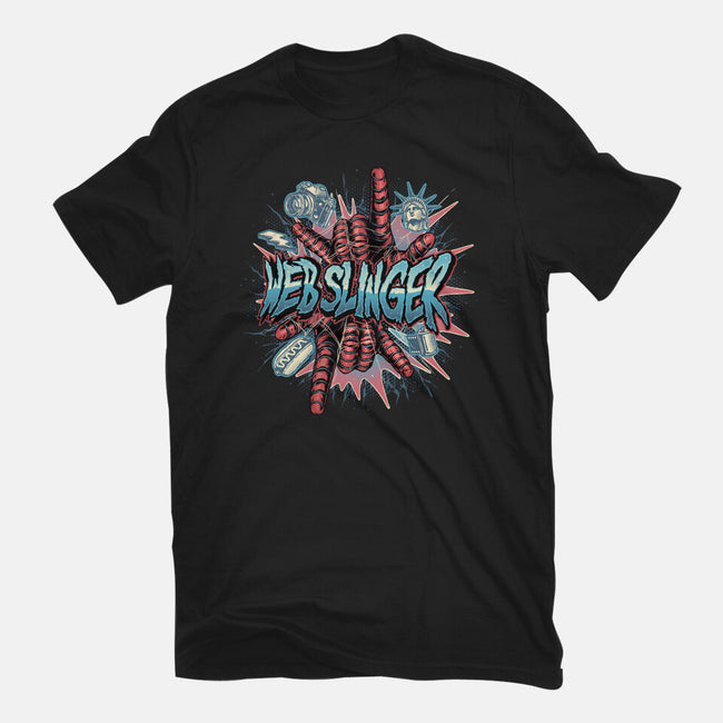 Legend Of The Web Slinger-Mens-Basic-Tee-glitchygorilla