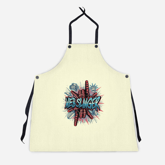 Legend Of The Web Slinger-Unisex-Kitchen-Apron-glitchygorilla
