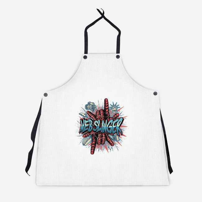 Legend Of The Web Slinger-Unisex-Kitchen-Apron-glitchygorilla