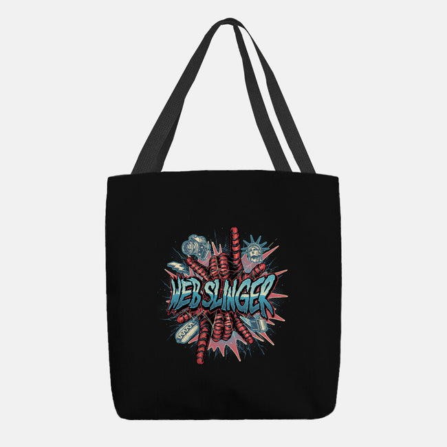 Legend Of The Web Slinger-None-Basic Tote-Bag-glitchygorilla