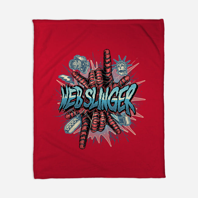 Legend Of The Web Slinger-None-Fleece-Blanket-glitchygorilla