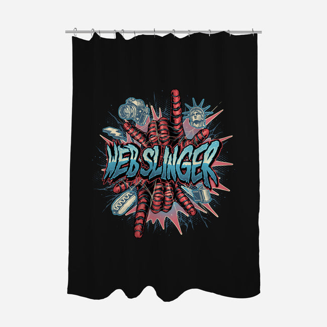 Legend Of The Web Slinger-None-Polyester-Shower Curtain-glitchygorilla