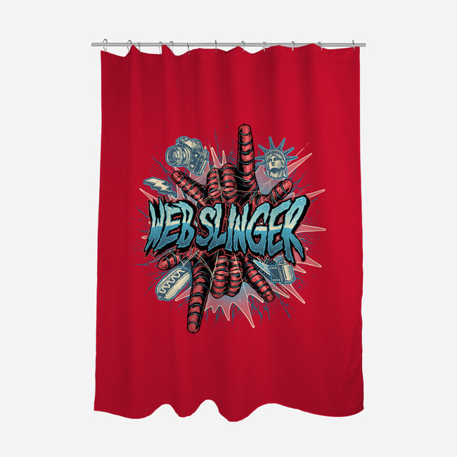 Legend Of The Web Slinger-None-Polyester-Shower Curtain-glitchygorilla