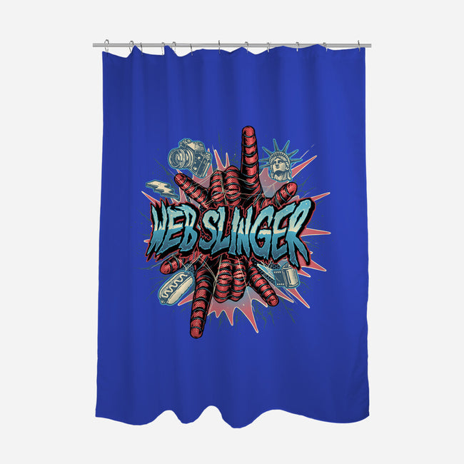 Legend Of The Web Slinger-None-Polyester-Shower Curtain-glitchygorilla