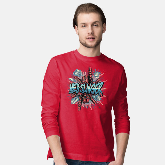 Legend Of The Web Slinger-Mens-Long Sleeved-Tee-glitchygorilla