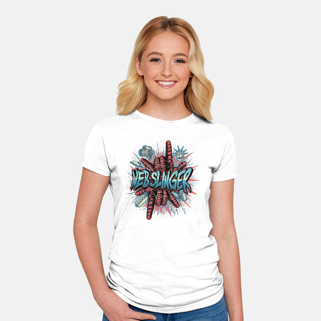 Legend Of The Web Slinger-Womens-Fitted-Tee-glitchygorilla