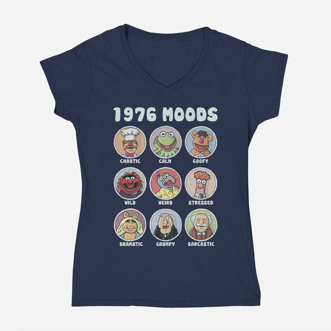 1976 Moods-Womens-V-Neck-Tee-NMdesign