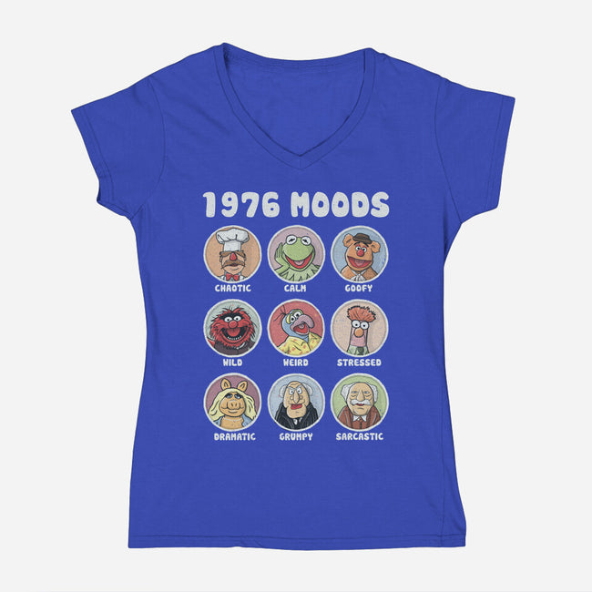 1976 Moods-Womens-V-Neck-Tee-NMdesign