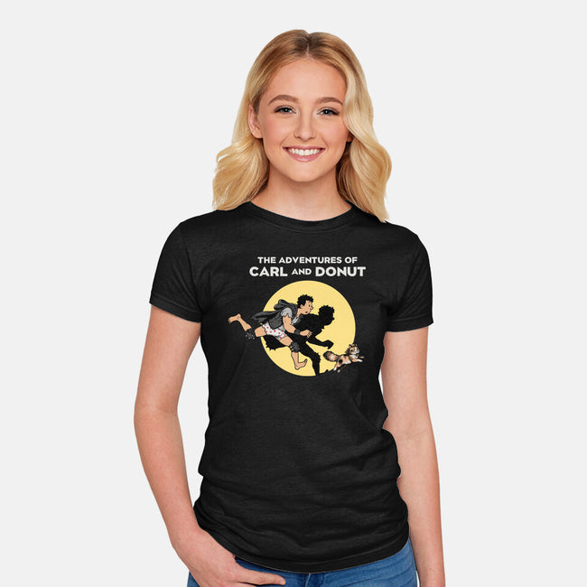 The Adventures Of Carl And Donut-Womens-Fitted-Tee-NMdesign