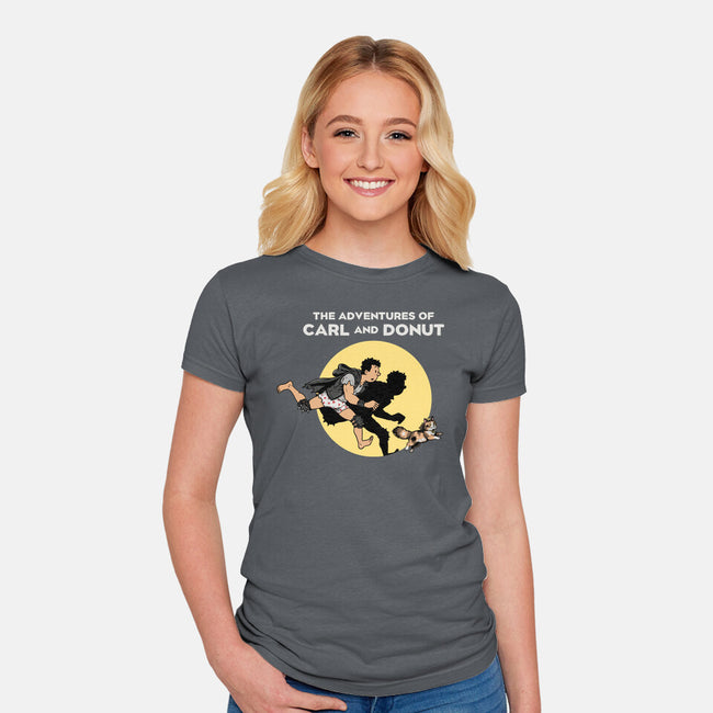 The Adventures Of Carl And Donut-Womens-Fitted-Tee-NMdesign