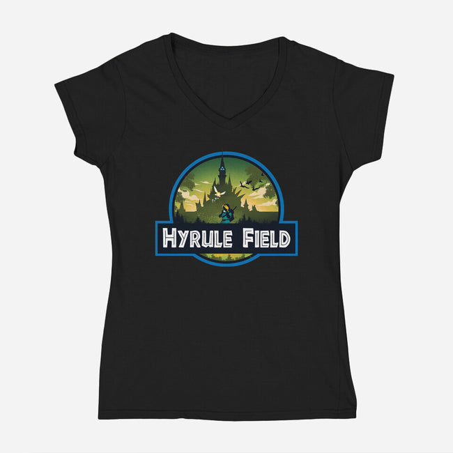 Hyrule Field-Womens-V-Neck-Tee-dandingeroz