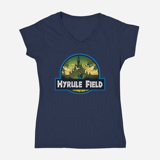 Hyrule Field-Womens-V-Neck-Tee-dandingeroz