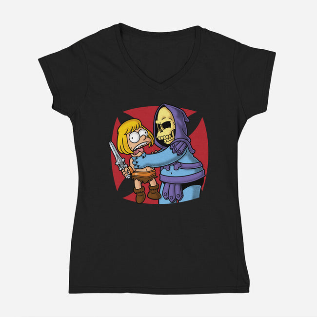 Why You Little Adam-Womens-V-Neck-Tee-Barbadifuoco