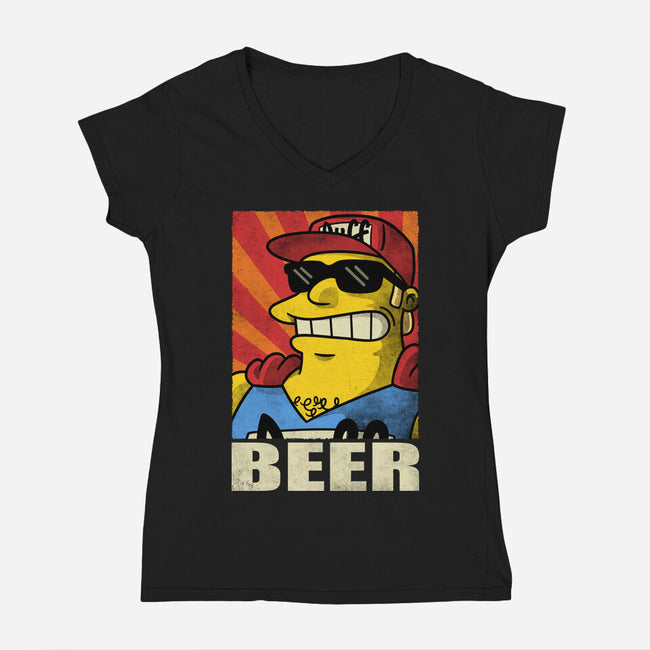 Duffman Beer-Womens-V-Neck-Tee-Barbadifuoco