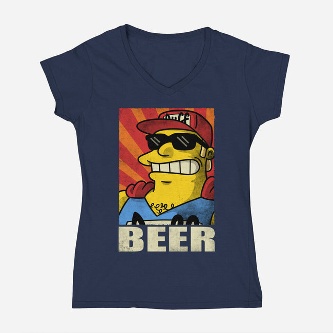 Duffman Beer-Womens-V-Neck-Tee-Barbadifuoco