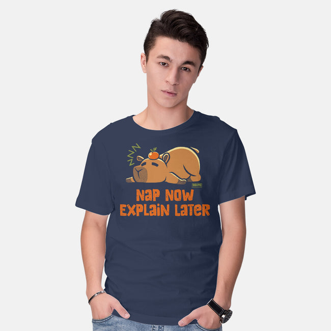 Nap Now Explain Later-Mens-Basic-Tee-worlddominationforcats