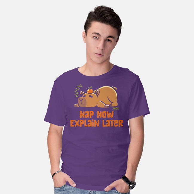 Nap Now Explain Later-Mens-Basic-Tee-worlddominationforcats