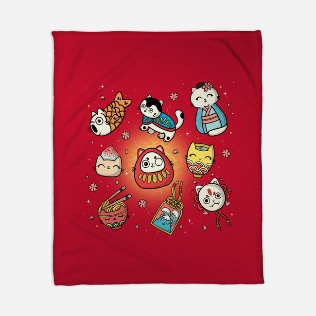 Kawaii Japanese Cat Collection-None-Fleece-Blanket-Freecheese
